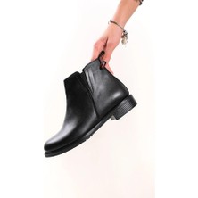 Tarçın Ayakkabı Hakiki Deri Siyah Kadın Deri Bot TRC49-2735