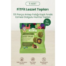 Fitfit Doğal Içerikli Lezzet Topları | Antep Fıstıklı Fındık Ezmesi Dolgulu Hurma Topları 36 gr x 5 Adet