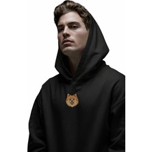 Muhtar Store Pomeranian Figürlü Siyah Unisex Kapüşonlu Sweatshirt – Dtf Baskı