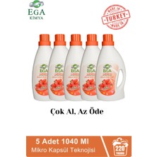 Ega Aktif Kapsül Teknolojili Amber Çamaşır Yumuşatıcısı 5 X 1040 ml 220 Yıkama