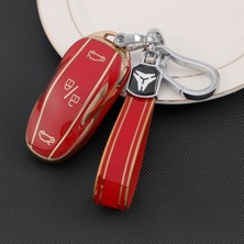 Ramm Tesla Model Y Model 3 Anahtar Kartı Kordonlu Muhafaza Kabı Kırmızı