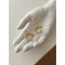 Milena Blake Gold Detaylı Zirkon Taşlı Küpe, Gold Küpe