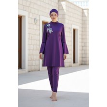 Marina Tam Kapalı Tesettür Mayo Mor M2008