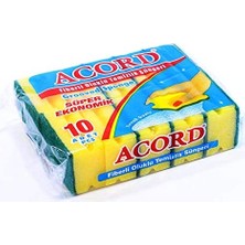 Acord Oluklu Bulaşık Süngeri Ekonomik Paket 10 Adet Eskta Güçlü Kolay Temizlik