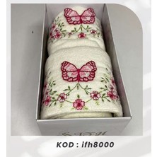 Bilmar 3 D Nakışlı Kadife Analı Kızlı Yüz ve Mutfak Havlusu 1+1 2 Li Set