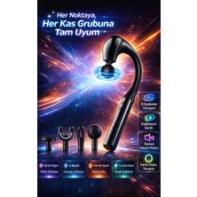 FaroxTech Uzun Saplı 9 Kademeli Masaj Tabancası - 4 Başlıklı Derin Doku Sırt ve Boyun Masaj Aleti