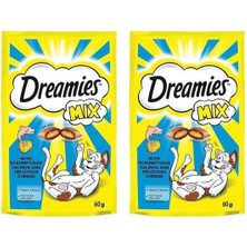 Braventa Collection Dreamies Kuru Kedi Ödül Maması, Somonlu ve Peynirli, 60 G 2li Paket