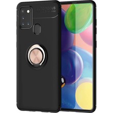 Zemira Newface Samsung Galaxy M31 Kılıf Range Yüzüklü Silikon - Siyah-Gold