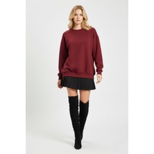 Uncia Outdoors Baskısız Basic Oversize Bisiklet Yaka Şardonlu Unisex Rahat Kalıp Sweatshirt