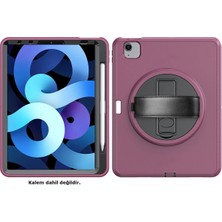 Zemira Newface Ipad 2022 10.9 (10.nesil) Kılıf Hand Strap Tablet Kılıfı - Mürdüm