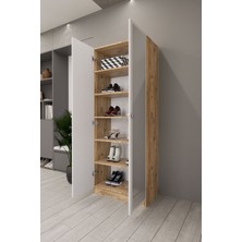 Mirobi Lisa Boy Aynalı Çok Amaçlı Dolap Ayakkabılık Atlantik Çam Beyaz