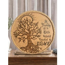 Homelya El Yapımı Ahşap Yakma Dekor | Hayat Ağacı Tasarımlı | “family Is A Little World Created By Love” | Doğal & Özgün Duvar Dekoru