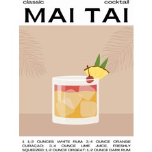 Fuart.Co Tropik Mai Tai Bej Dijital Baskı Poster (Çerçevesiz) Kofu