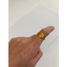 Marsel Damla Şerit Gold Ayarlanabilir Yüzük