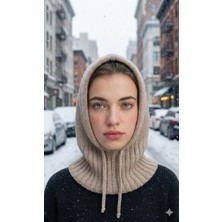 Emybox Triko Örme Balaclava Kadın Bere Kışlık Kapüşonlu Boyunluklu Tesettür Başlık