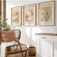 Pam Studio Flower Market Çiçek Illüstrasyonları 3’lü Tablo Seti – Minimalist Botanik Poster
