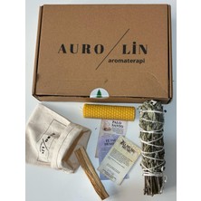 Aurolin Enerji Başlangıç Seti: Palo Santo Tütsü - Balmumu Mum - Adaçayı Tütsü Demeti