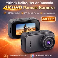 Dimute Shop F2 4K UHD Parmak Kamera 130° Geniş Açı IPS Ekranlı 25G Mini Taşınabilir Cep Kamerası