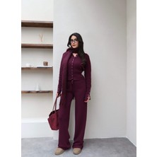 Esra Helvacı Çıtçıtlı Hırka Pantolon Triko Takım