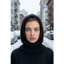 Emybox Triko Örme Balaclava Kadın Bere Kışlık Kapüşonlu Boyunluklu Tesettür Başlık