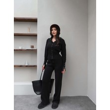 Esra Helvacı Çıtçıtlı Hırka Pantolon Triko Takım