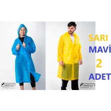 Dzc Kuzenler Avm Kadın Erkek Yağmurluk Kapüşonlu Çıtçıtlı Eva Yağmurluk Rüzgarlık Mavi Sarı 2 Adet