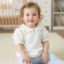 BS Hood x Ipek Atlas Kız Bebek Bebe Yaka Kısa Kollu Müslin Gömlek