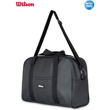 Lisanslı Wilson Vegan Deri Omuz Askılı Geniş Hacimli Unisex Su Geçirmez Seyahat Spor Çantası El Valizi