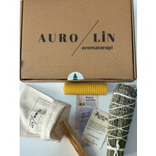 Aurolin Enerji Başlangıç Seti: Palo Santo Ağaç Tütsü-Balmumu Mum-Lavanta Tütsü Demeti