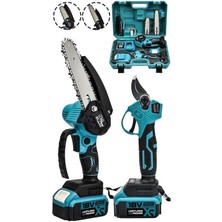 18V Çift Akülü Çelik Şanzıman Dal Budama Makası & Testeresi 2 Li Set