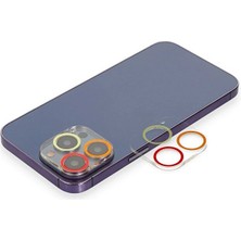 Genel Tedarik iPhone 13 Pro Max Renkli Kamera Lens Koruma Cam - TURUNCU-KIRMIZI-(5796) - EMTHBA1541-6094