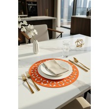 Morika Hotel & Home Textile Pares Serisi 6'lı Suni Deri Yuvarlak Amerikan Servisi Seti - Ø 32 cm - Tarçın