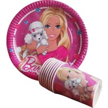 Cadde Süs Barbie Temalı Tabak Bardak 8'li Set