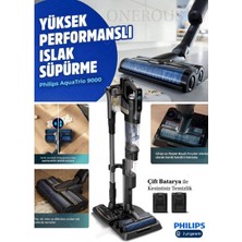 Philips Aquatrio Islak ve Kuru Süpürme Sistemi Çift Fırçalı Otomatik Temizleme Istasyonlu ve LCD Ekranlı, Çift Batarya,  3'ü 1 Arada Hibrit Teknoloji, Islak & Kuru ve Mop Özellikli + Tiftik Cihazı