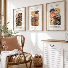 Pam Studio Matisse Çiçek Desenli 3’lü Tablo Seti – Soyut Modern Duvar Dekorasyonu, Dijital Baskı Poster
