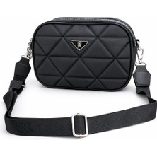 Hegef Shoes Kadın Siyah Iki Bölmeli Kapitone Model Ayarlanabilir Askılı Çapraz Çanta