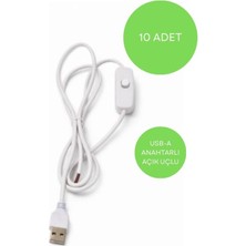 Gümrük Bey 10 Adet Anahtarlı USB Erkek Kablo 5V 2 Amper Ucu Açık Beyaz USB Kablo 100 cm - Açık Uçlu