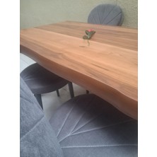 Bengi Ankara Mobilya Masa 90551 Kütük Desen Model Ceviz Kaplama  Metal x Ayak 4 Adet Sandalye Takım