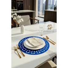 Morika Hotel & Home Textile Pares Serisi 6'lı Suni Deri Yuvarlak Amerikan Servisi Seti - Ø 32 cm - Mavi