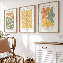 Pam Studio Matisse Tarzı 3’lü Soyut Çiçek Tablo Seti – Modern Sanat, Renkli Duvar Dekorasyonu