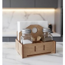 Tasarım Lazer Kesim Ahşap Baharatlık &peçetelik