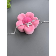 Gözde Aksesuarım Gümüş Renk Fiyonklu Incili Çelik Bileklik