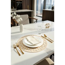 Morika Hotel & Home Textile Pares Serisi 6'lı Suni Deri Yuvarlak Amerikan Servisi Seti - Ø 32 cm - Krem