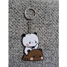 ADA 3D Dudu Bubu Panda Ayıcık Çift Anahtarlık Seti Sevgiliye Özel Hediye Çanta Süsü Charm Sevgililer Günü