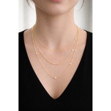 Zarif Gold Üç Katlı Minimal Zincir Kolye