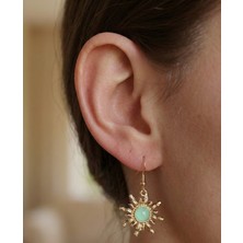 Milena Blake Çelik Güneş Küpe, Gold Güneş Küpe, Yeşil Taşlı Küpe