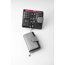 Cengiz Pakel Nova Orta Boy Kadın Cüzdan – 65316A - Gümüş/siyah