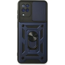 Zemira Newface Samsung Galaxy A22 Kılıf Pars Lens Yüzüklü Silikon - Lacivert