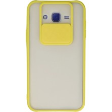 Zemira Newface Samsung Galaxy J7 Kılıf Palm Buzlu Kamera Sürgülü Silikon - Sarı
