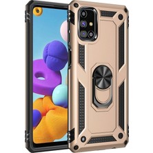 Zemira Newface Samsung Galaxy M51 Kılıf Sofya Yüzüklü Silikon Kapak - Gold